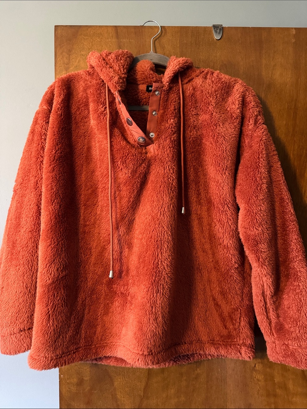 Cozy Rust Plush Hoodie Sweatshirt - Unbranded